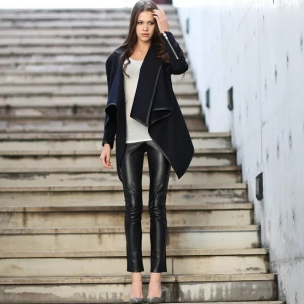 ❌SOLD Charcoal Gray Coat Jacket Faux Leather - Picture 6 of 8